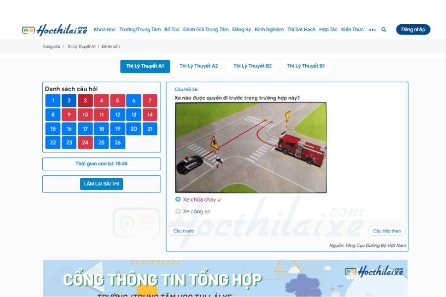 Mẹo trả lời câu hỏi sa hình (tình huống giao thông)