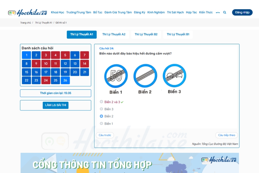 Mẹo làm câu hỏi biển báo giao thông - hocthilaixe.com