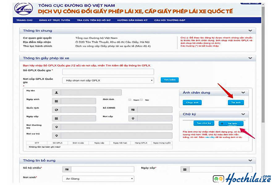 Trang web đổi bằng lái xe quốc tế