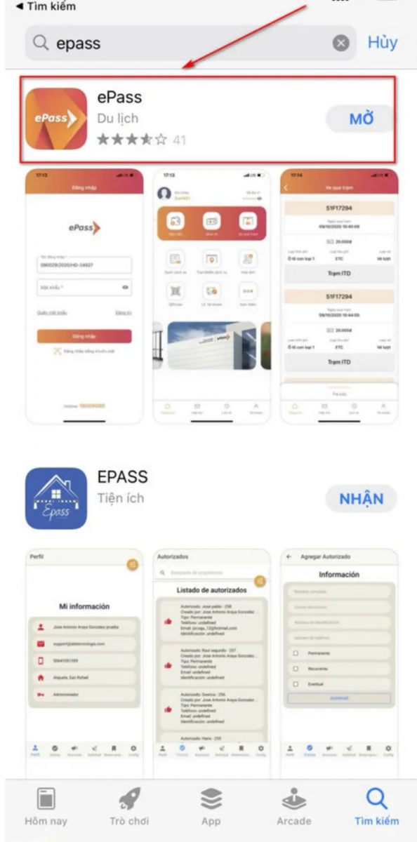 Tải App ePass tại Appstore hoặc CHPlay