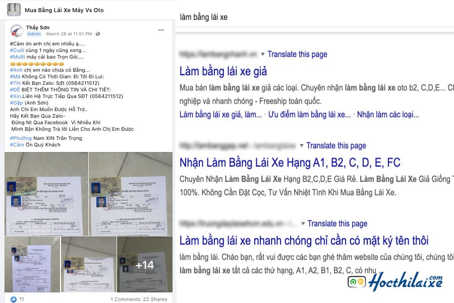 mua bằng lái xe A1 giả công khai