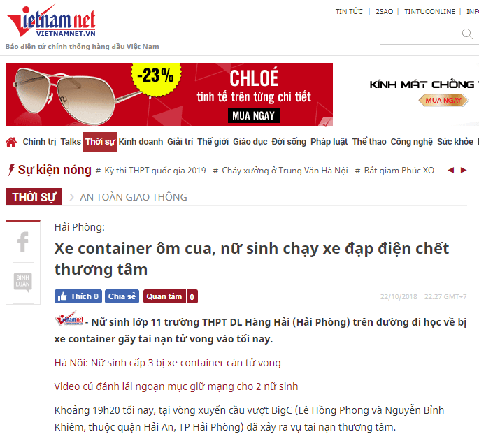 Ôm cua bất cẩn gây tai nạn 