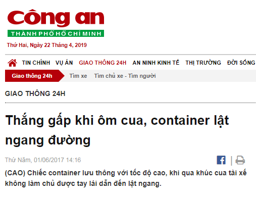 thắng gấp khi ôm cua gây lật xe