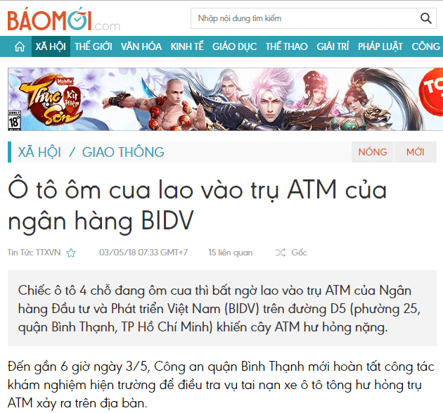 ôm cua lao vào trụ ATM